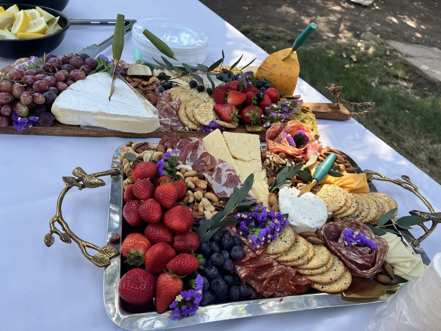 Guests gathering around an El Colibri event catering setup
